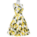 Belle Poque Stock Sleeveless Lemon Print Cotton Retro Vintage Audrey Hepburn style Dresses 50s Pinup BP000002-38